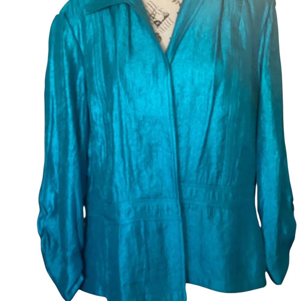 Vintage Chico's Teal Shimmer -Front Jacket